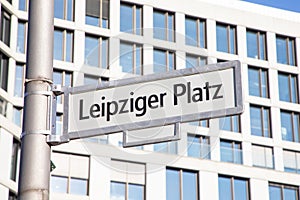 street sign Leipziger Platz - engl. Leipzig square - in Berlin