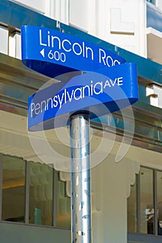 Street sign at Lincoln Road,a world famous landmark in Miami Beach