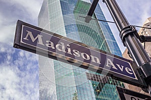 Street sign of Madison avenue in New York City