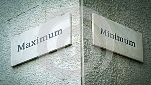 Street Sign Maximum versus Minimum