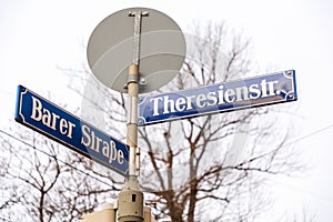 Street sign in Munich, Bavaria, Germany