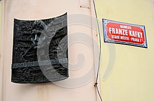 The street sign for Namesti Franze Kafky in Prague