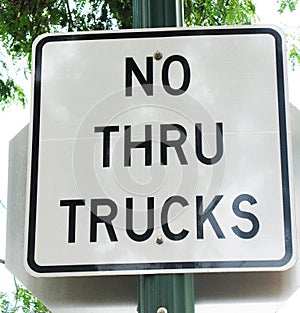 Street Sign No Thru Trucks