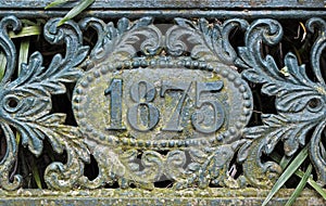 Street sign number 1875 in metal