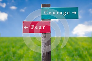 Street Sign: Path to Courage Against Fear.