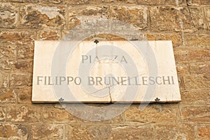 Street Sign for Piazza Filippo Brunelleschi