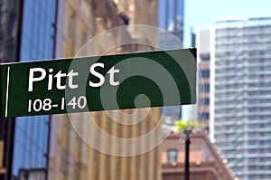 Street sign of Pitt Street in Sydney photo