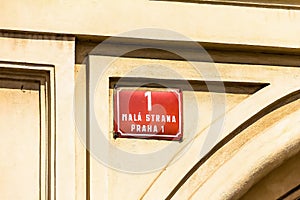 Street sign, Prague, Mala Strana