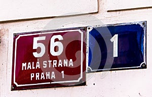 Street sign, Prague, Mala Strana