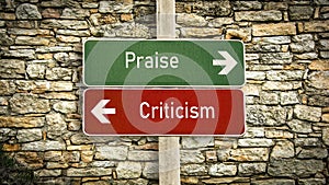 Street Sign Praise versus Criticism photo