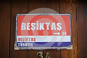 Street sign, road sign side of road to show directions of Besiktas