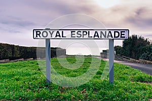 Street sign for the Royal Esplanade public promenade, Ramsgate,