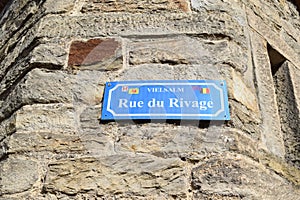 Street sign, Rue du Rivage