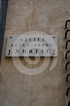 Street Sign, Santa Maria di Castello Salita di S. Maria di Castello, Genoa, Italy. photo