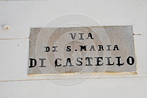 Street Sign, Santa Maria di Castello, Salita di Santa Maria di Castello, 15, 16123 Genova GE, Italy. photo