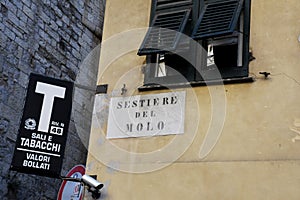 Street Sign for Sestiere del Molo, Genoa, Italy