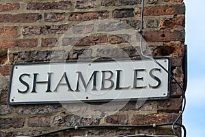 Street sign for SHAMBLES, an iconic street in York photo