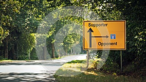 Street Sign Supporter versus Opponent