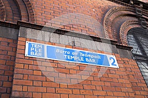 Street sign for Temple Bar, Dublin