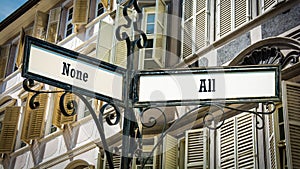 Street Sign to All versus None photo