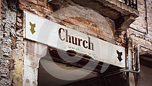 Street Sign to Church