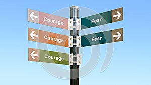 Street Sign to Courage versus Fear