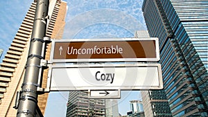 Street Sign to Cozy versus Uncomfortable