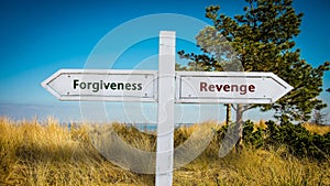 Street Sign to Forgiveness versus Revenge