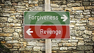 Street Sign to Forgiveness versus Revenge