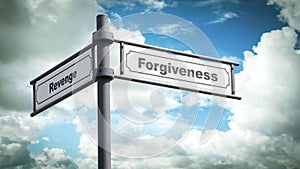 Street Sign to Forgiveness versus Revenge