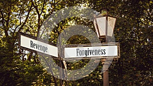 Street Sign to Forgiveness versus Revenge