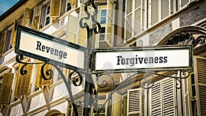 Street Sign to Forgiveness versus Revenge