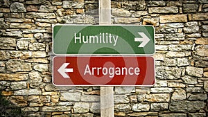 Street Sign to Humility versus Arrogance