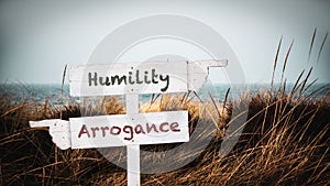 Street Sign to Humility versus Arrogance