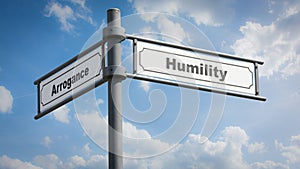 Street Sign to Humility versus Arrogance