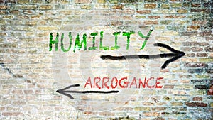 Street Sign to Humility versus Arrogance