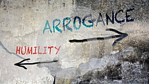 Street Sign to Humility versus Arrogance