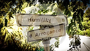 Street Sign to Humility versus Arrogance photo