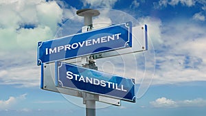 Street sign to improvement versus standstill