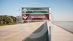 Street Sign to Improvement versus Standstill