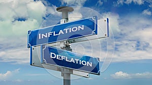 Street Sign to Inflation versus Deflation