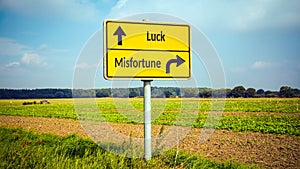 Street Sign to Luck versus Misfortune