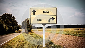 Street Sign to New versus Old