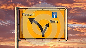 Street Sign to Pleasant versus Nasty