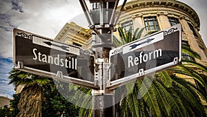 Street Sign to Reform versus Standstill