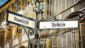 Street Sign to Reform versus Standstill