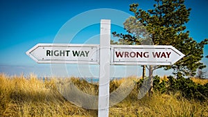 Street Sign to RIGHT WAY versus WRONG WAY