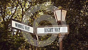 Street Sign to RIGHT WAY versus WRONG WAY