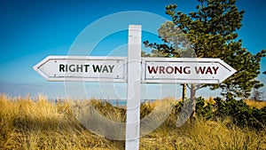 Street Sign to RIGHT WAY versus WRONG WAY photo
