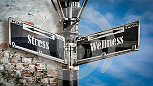 Street Sign to Wellness versus Stress